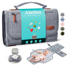 Portable Baby Diaper Changing Pad Foldable Travel Mat with Wipes Pocket Grey