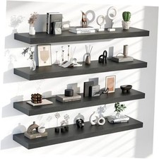 Floating Shelves for Wall, 60 Inch Extra Long Wall Shelves, Set - 4T60IN Black