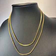 Vintage Gold Tone Flat Link Chain Necklace Gold Minimalist 90s Statement