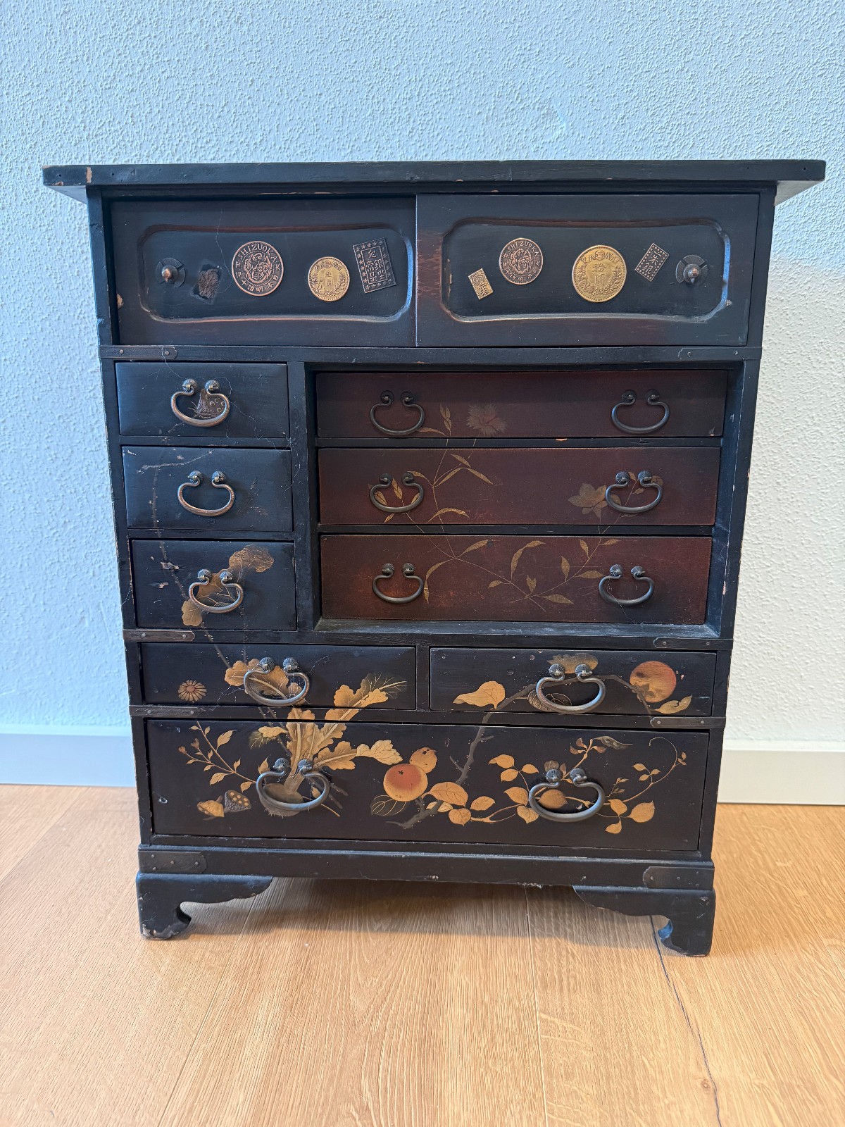 Japanisches antikes Schmuckschränkchen - 39x46x19 cm - 10 Schubladen