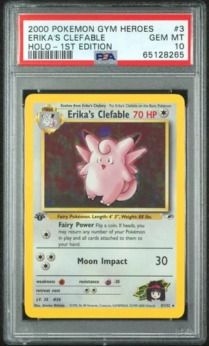 Pokemon Erika's Clefable Gym Heroes 3/132 1st Edition PSA 10 Gem Mint