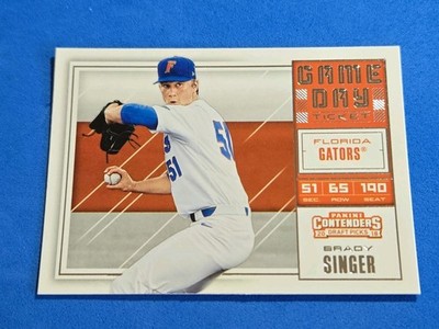 2018 Brady Singer Panini Contenders Draft Picks #1 Game Day Ticket 