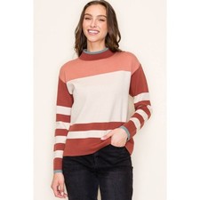 Staccato Colorblock Striped Crewneck Sweater -Large