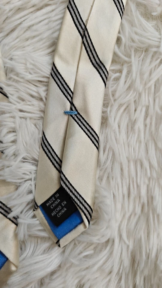 "Corbata para hombre Bugatti 100 % seda marfil y diseño geométrico 58"" x 3-7/8""" Foto 4 de 4