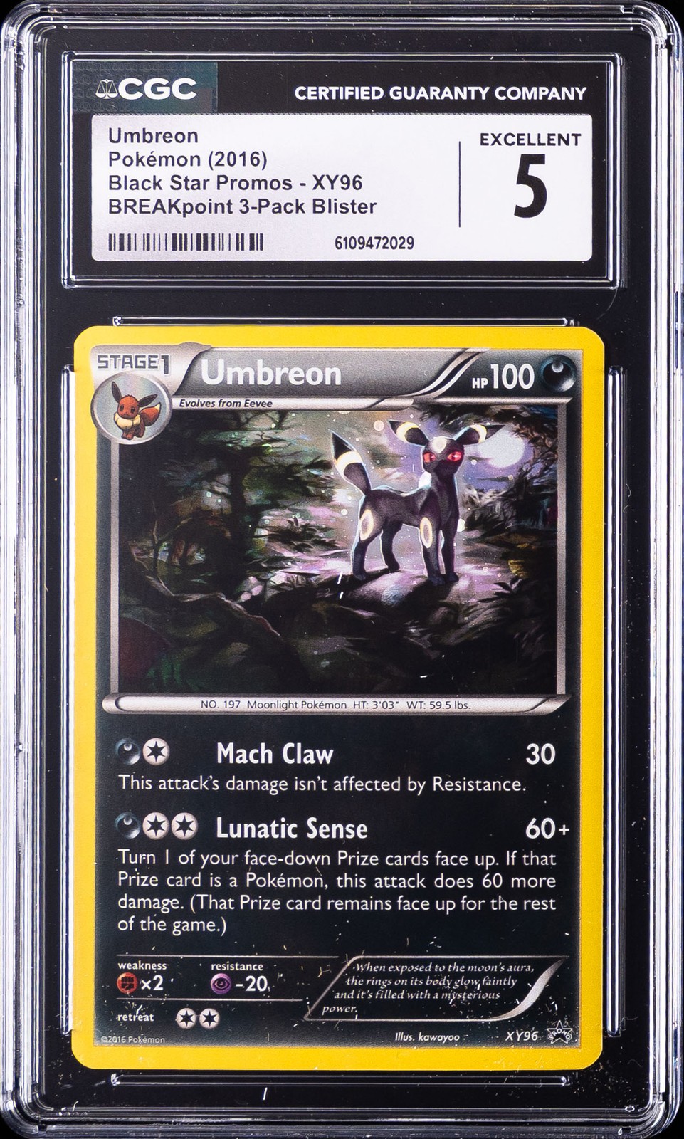 2016 POKEMON BLACK STAR PROMOS BREAKPOINT 3-PACK BLISTER #XY96 UMBREON CGC 5