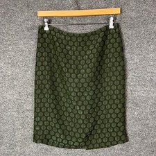 Maeve Olive Green Textured Polka Dot Pencil Skirt Size 8