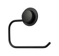 Image of Croydex Stick N Lock Matt Black Wallmounted Toilet roll holder (H)141mm (W)171mm