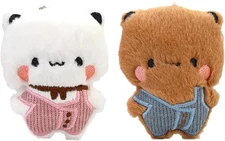 2 Pcs Bubu and Dudu Bears Stuffed Animals with Chains Decorations, Cute Cartoon 