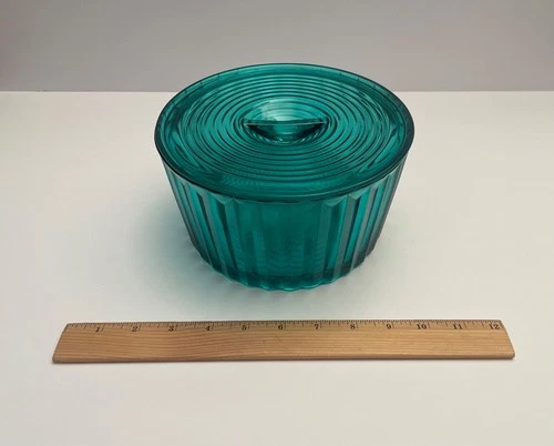 Vintage Jeanette Depression Ultramarine Jenny Ware Round Refrigerator Dish & Lid