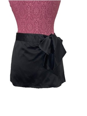 Claudia Arce Haute Couture Black Satin Wrap Mini Skirt Bow Detail Size S $790