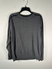 Calvin Klein Jeans Sweater Mens L Crewneck Cotton Shoulder Logo Gray Long Sleeve