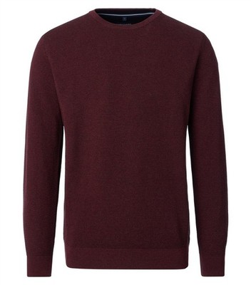 CASAMODA Herren Pullover Langarm Rundhals Regular Baumwolle Rot