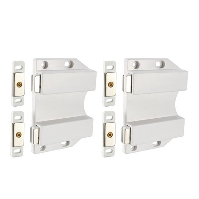 Double Magnetic Touch Catch Latch Long Stroke ABS White For Large Door 5Pcs