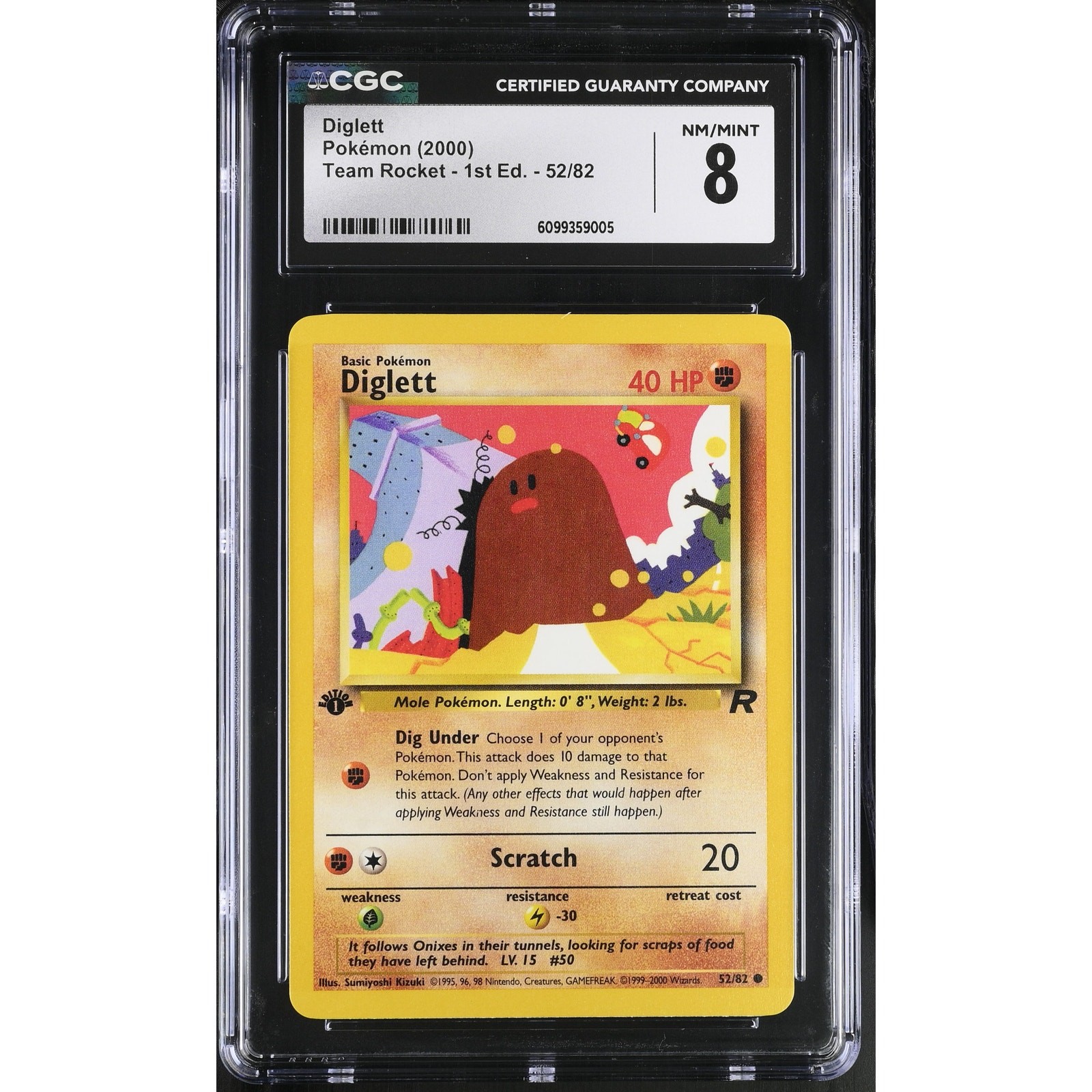 CGC 8 NM/MINT Diglett 1st Edition 52/82 Pokémon 2000 Team Rocket Non ...