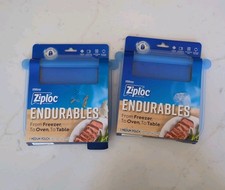 2 Ziploc Endurables Medium 16oz Reusable Silicone Pouch freezer oven table
