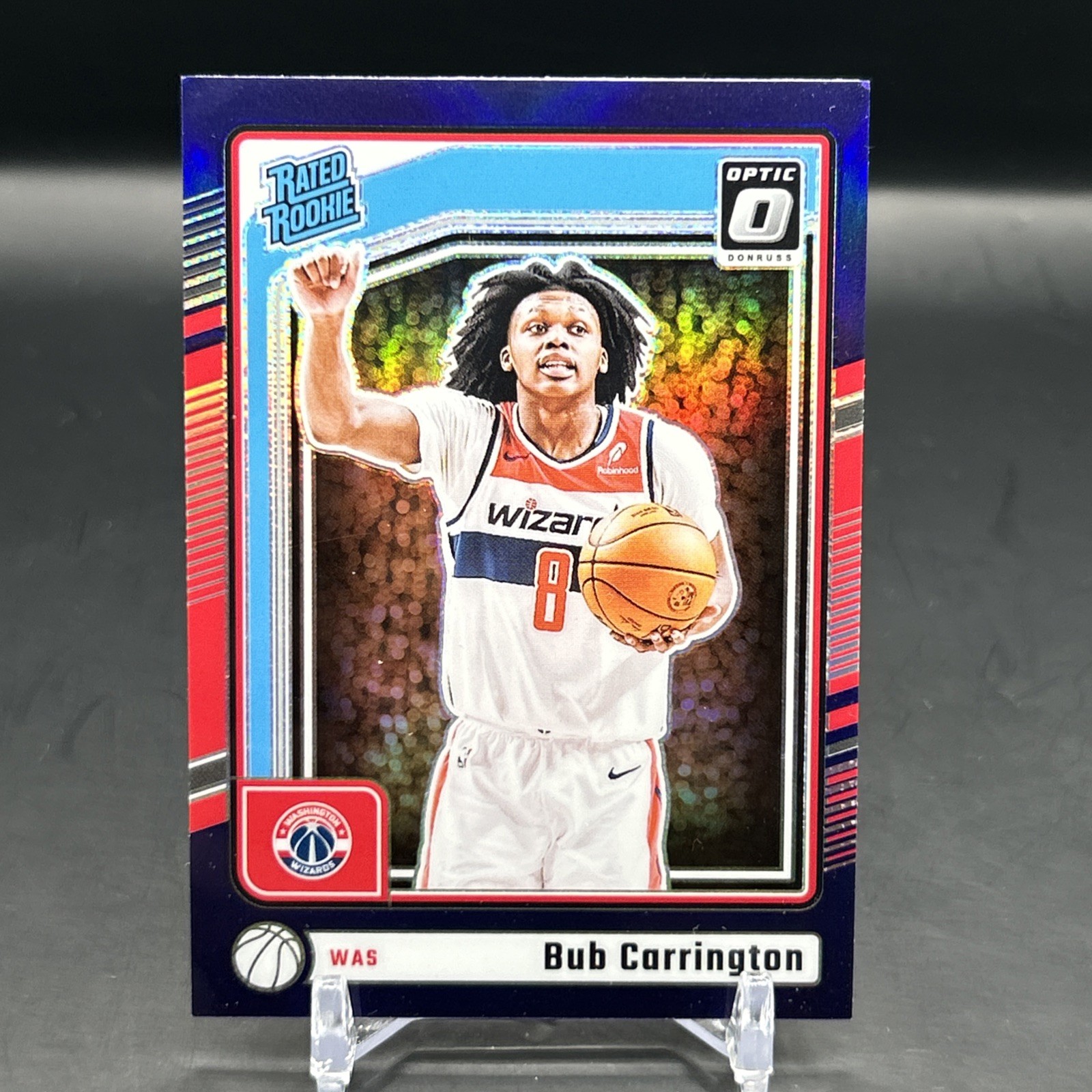 2024-25 DONRUSS OPTIC BUB CARRINGTON #273 PURPLE HOLO RATED ROOKIE WIZARDS SP