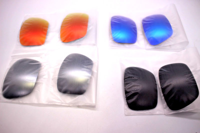 4 PAIRS REPLACEMENT LENSES FOR TRIGGERMAN SUNGLASSES POL. BLACK BLUE SILVER RED