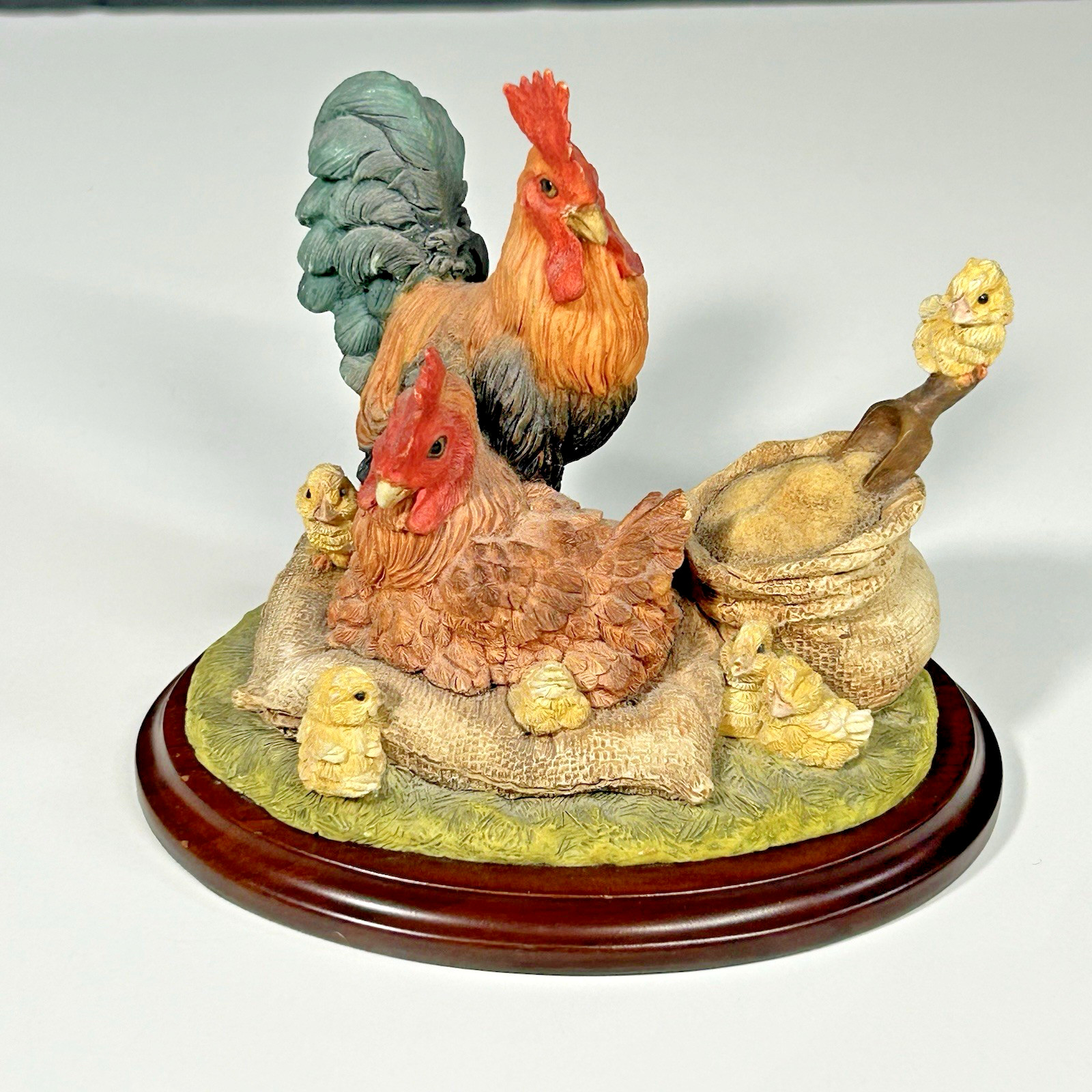 Country Artists 'Lunchtime' Resin Figurine Mother Hen Small Farm Chicks Chicken