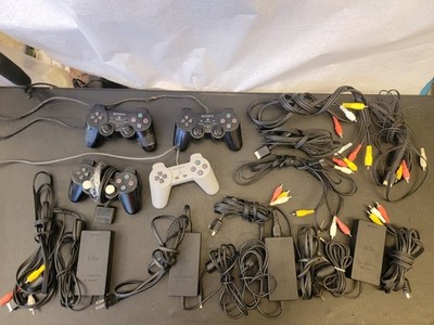 Lot Bundle PS2 (Untested) 4 Controllers 6 PS2 OEM A/V Cable 4 Power Supply OEM