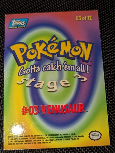 1999 Topps Pokemon Movie Animation Edition Evolution Venusaur #E3 - Picture 6 of 10