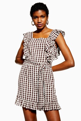 blue dress for baby girl Brown Gingham Harlow Mini Dress main image 0