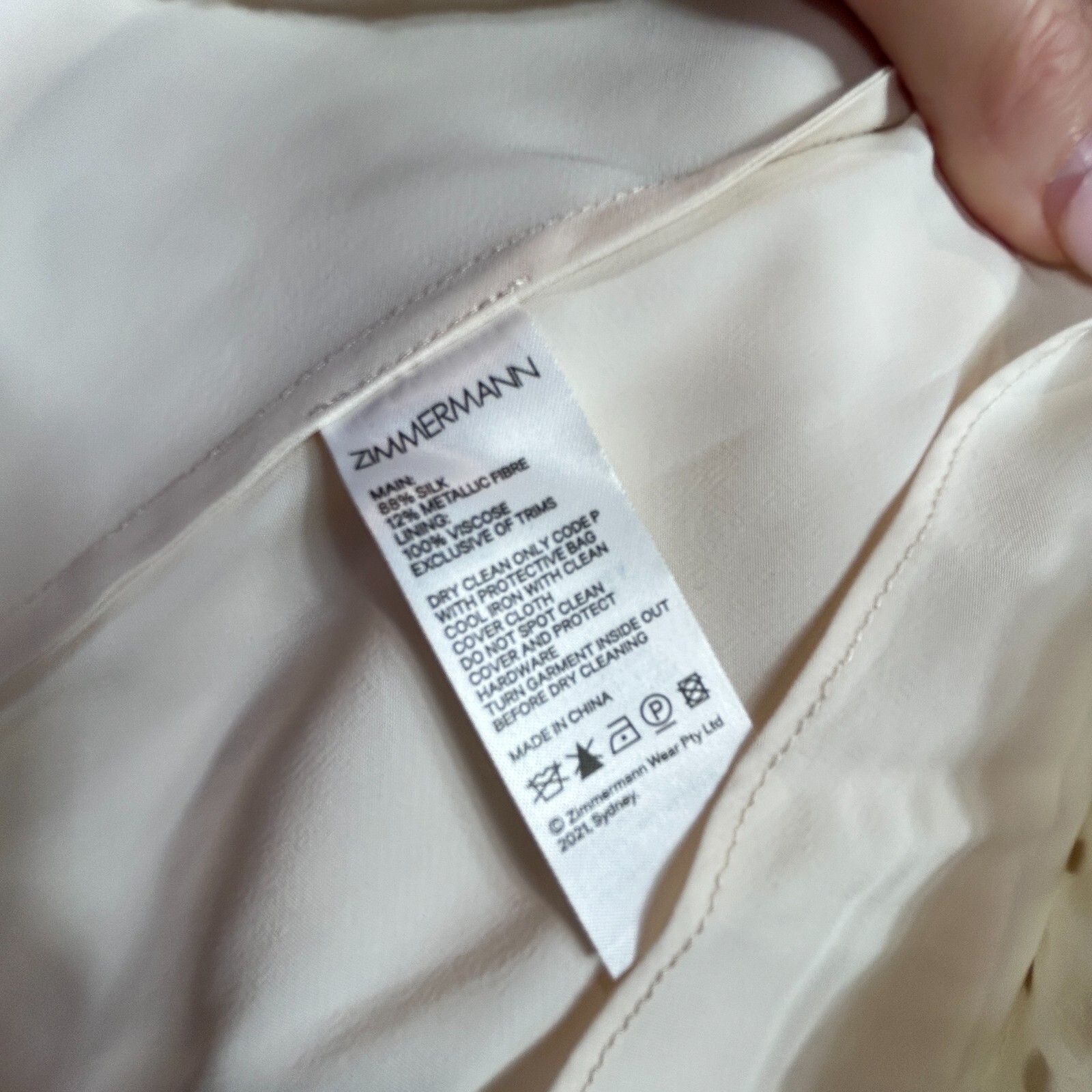 Zimmermann Lurex Wrap Midi Dress BNWT Size 0 AU 8 US 4 Silk Cream Gold NEW