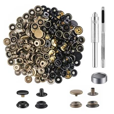 200 Pieces 50Sets Leather Snap Fastener Kit Tool 5/8 inches 15mm Snaps for Le...