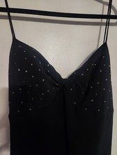 Vtg 90s CDC Women’s Midi Dress Sz 10, Black With Rhinestone