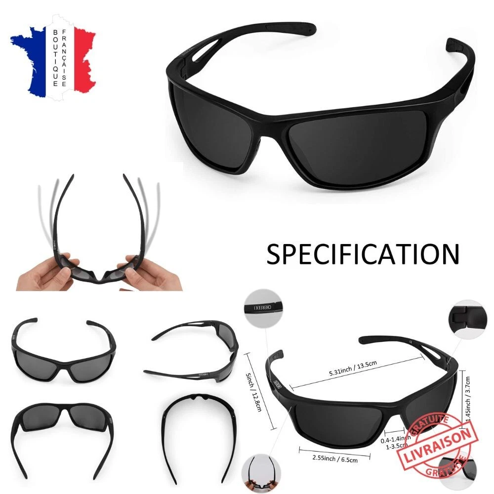 Lunette Soleil Sport Homme Femme Polarisé UV400 Incassable Sports