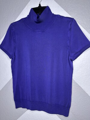 Mock Turtleneck Purple Turtleneck Short Sleeve Talbots Mock