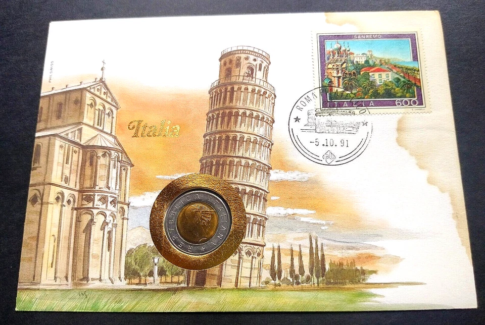 Italy - "ARCHITECTURE ~ LEANING TOWER OF PISA" Coin Cover PNC 1991 - Image 2 of 4