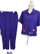 Koret Red Hat Society Blouse and Slacks, Large Petite