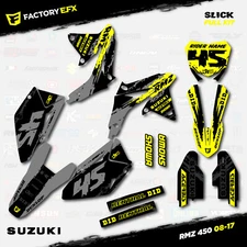 Gray & Yellow Slick Racing Graphics Kit fits 08-17 Suzuki RMZ450 Sticker RMZ 450
