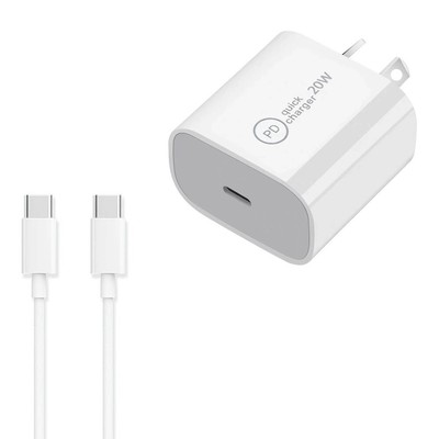 Quick Velocity 20W Type-C Charger +Type C to USB C Cable f Sonim XP8 XP8800 USA