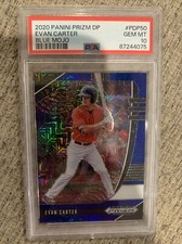 Evan Carter 2020 Panini Prizm Draft Picks Blue Mojo #PDP50 PSA 10 POP 1🔥