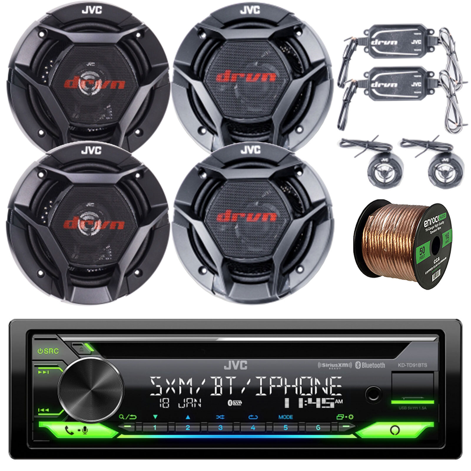 JVC KDTD91BTS Bluetooth Radio, 2x 6.5