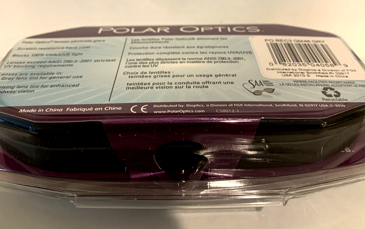 Polar Optics 48 rec Polarized Black Full Frame clip on Sunglasses Case