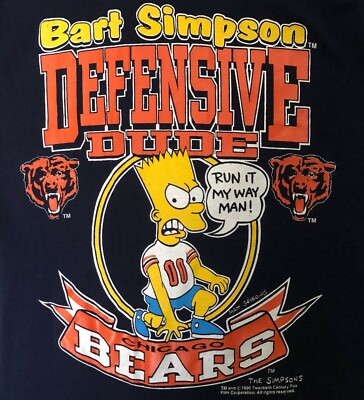 Bart Simpson Chicago Bears Vintage T-Shirt NFL Football Defensive