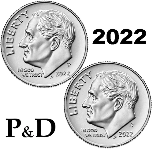 💰  2022 P & D Roosevelt Dimes - 10C - UNC - 2 coins