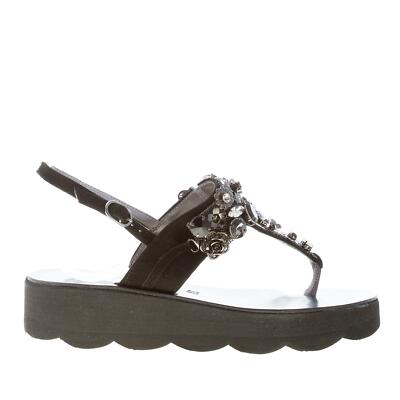 ROBERTO SERPENTINI damen schuhe schwarz veloursleder juwel flip-flops Made Italy