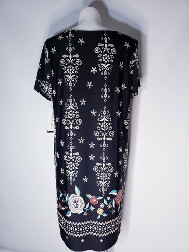 Perceptions Women Dress Short Sleeve 2XL Black Embroidered Floral NWT - Picture 6 of 8