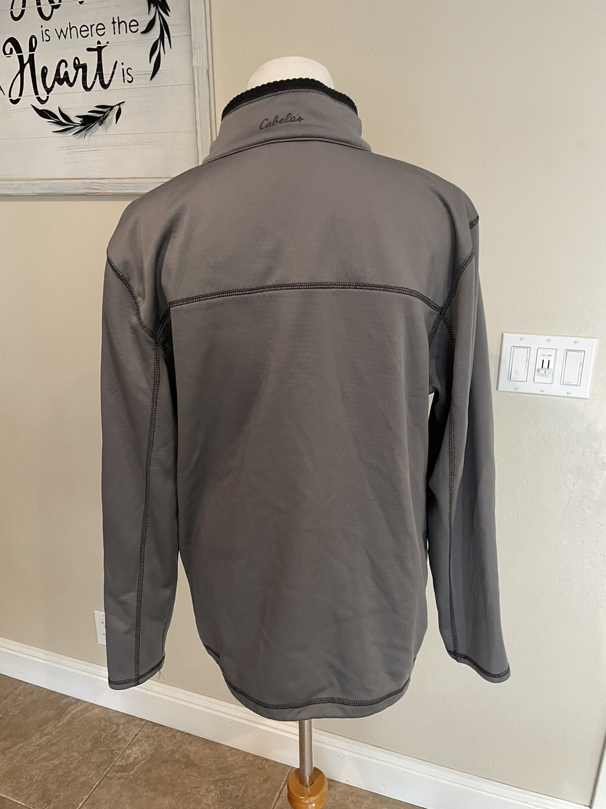 Mens Cabela’s fleece jacket size large zip up Gray/orange eBay