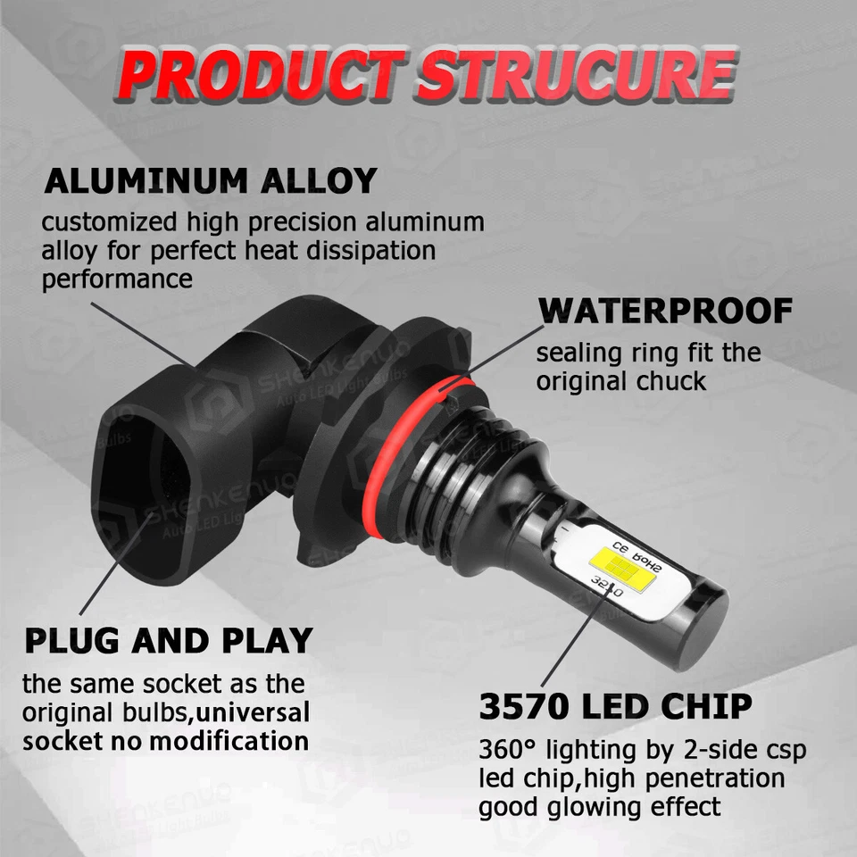 For Honda Civic 1988 1989-1991 LED Headlight Hi-Lo Beam Bulbs 6000K Bright White - Image 2 of 4