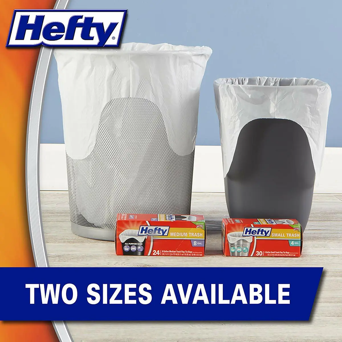 Hefty Medium Flap Tie Trash Bags, 24 bags, 8 Gallon