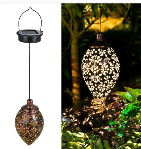 2xSolar Powered LED Morrocan Lantern Light Hanging Lamp Garden Outdoor Landscape - Picture 3 of 13