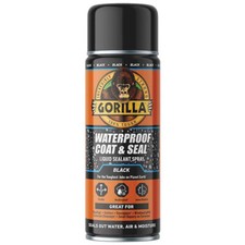Gorilla Glue Waterproof Coat & Seal Spray 450ml Flexible Liquid Sealant Black