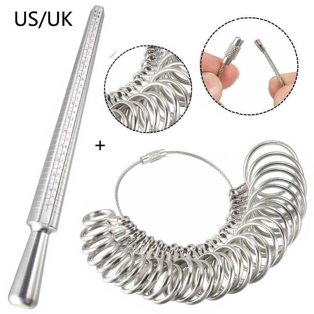UK/US/EU/JP Ring Sizer Finger Gauge Stick Mandrel Metal Jewelry Measuring Tool