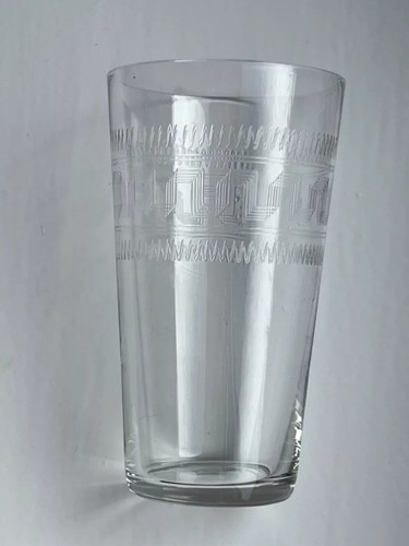 ANTIQUE EDWARDIAN ETCHED CRYSTAL TUMBLER DRINKING GLASS - Picture 4 of 7