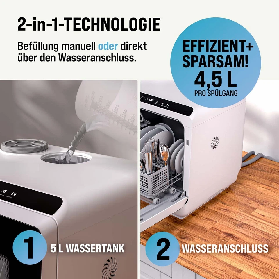 MONZANA Mini Geschirrspülmaschine Spülmaschine Tischgeschirrspüler mit App 45cm - Bild 4 von 4