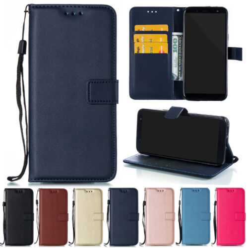 For Samsung J4+/J6+ A6 A7 A8 2018 Magnetic Leather Flip Phone Wallet Case Cover - Afbeelding 1 van 18